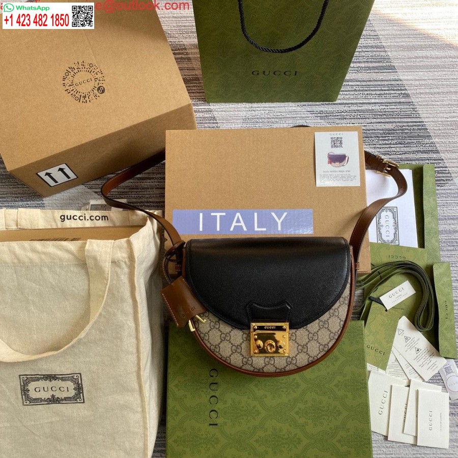 نسخة طبق الأصل غوتشي 644524 قفل حقيبة كتف صغيرة سوداء