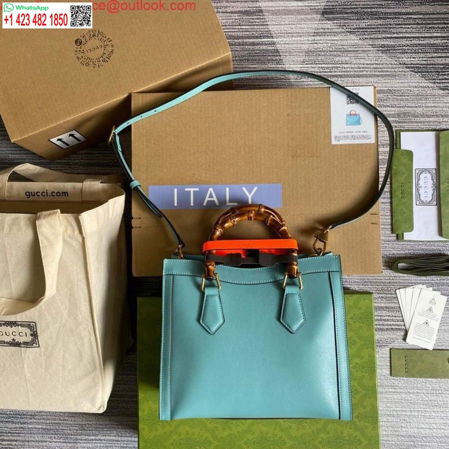 نسخة طبق الأصل من حقيبة غوتشي ديانا الصغيرة ذات المقبض العلوي 660195 بحيرة زرقاء