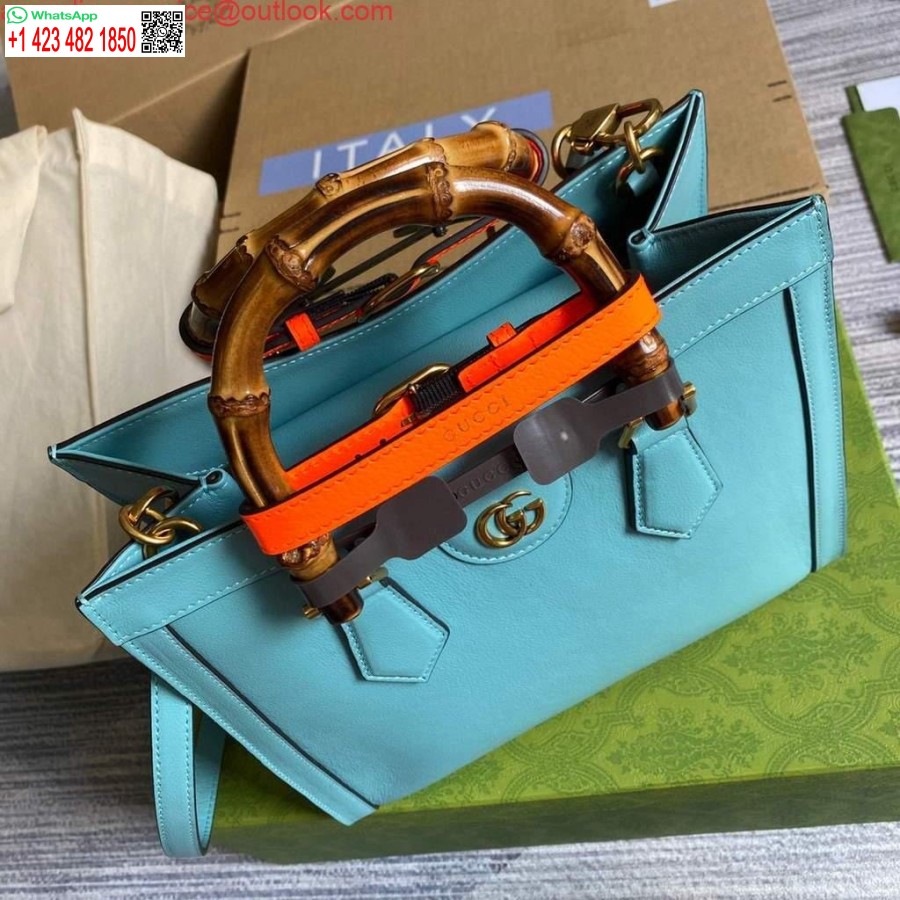 نسخة طبق الأصل من حقيبة غوتشي ديانا الصغيرة ذات المقبض العلوي 660195 بحيرة زرقاء