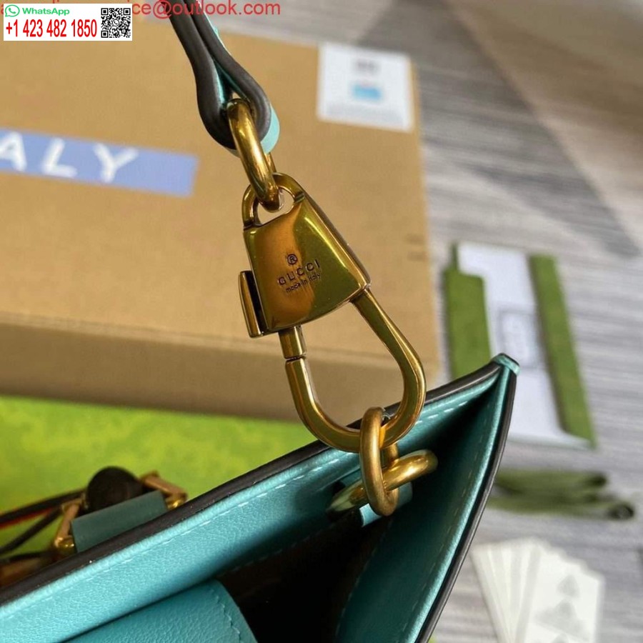 نسخة طبق الأصل من حقيبة غوتشي ديانا الصغيرة ذات المقبض العلوي 660195 بحيرة زرقاء