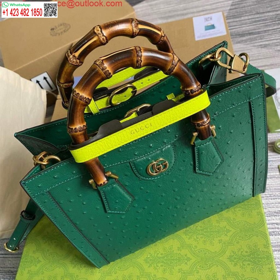 העתק גוצ'י דיאנה תיק תיק קטן עם ידית יען 660195 ירוק