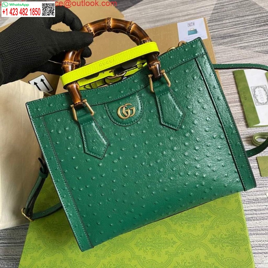 העתק גוצ'י דיאנה תיק תיק קטן עם ידית יען 660195 ירוק