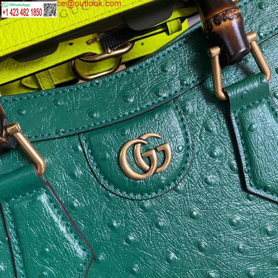 העתק גוצ'י דיאנה תיק תיק קטן עם ידית יען 660195 ירוק