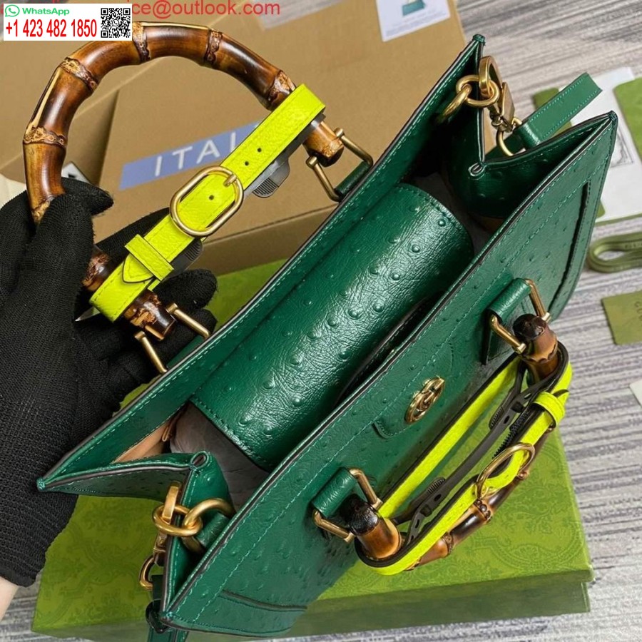 העתק גוצ'י דיאנה תיק תיק קטן עם ידית יען 660195 ירוק