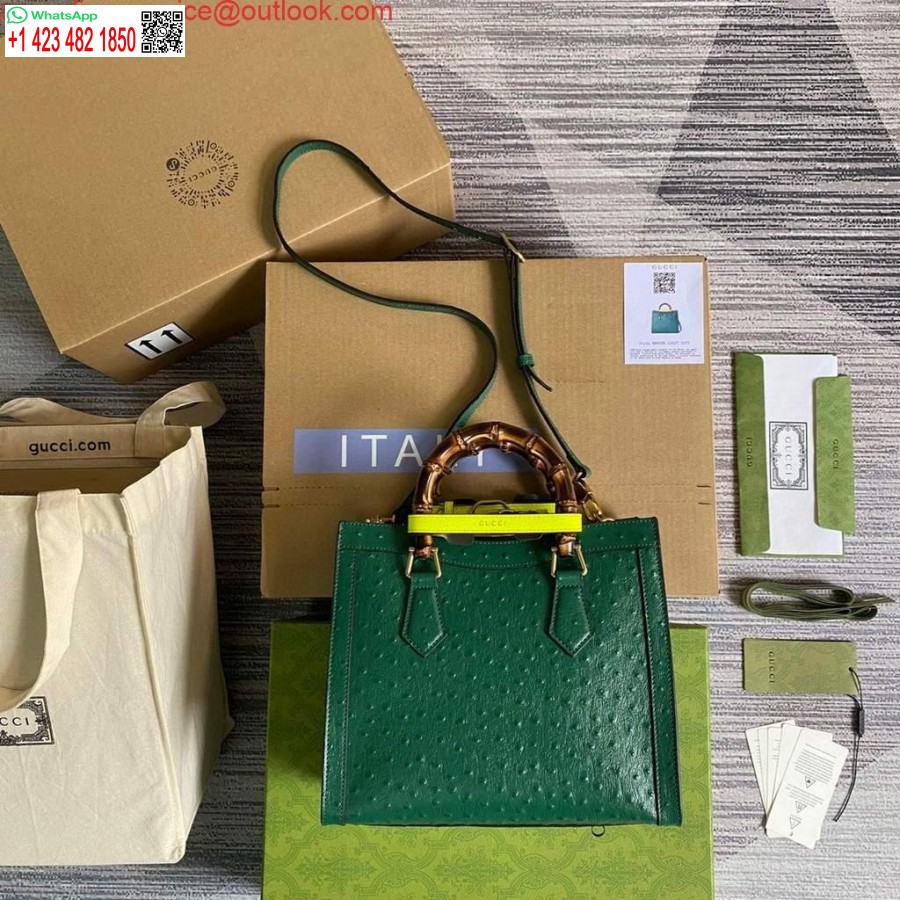 Replica Gucci Diana Pieni Kantokassi Strutsin Yläkahva Laukku 660195 Vihreä