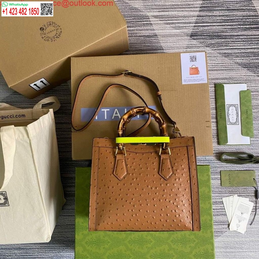 Replica Gucci Diana Pieni Kantokassi Strutsin Yläkahva Laukku 660195 Ruskea