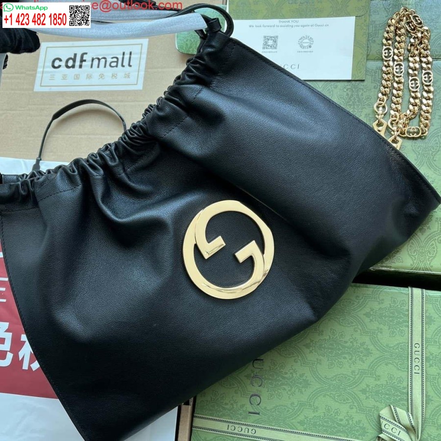 רפליקה גוצ'י דקו תיק בינוני Gg 746210 בעור שחור
