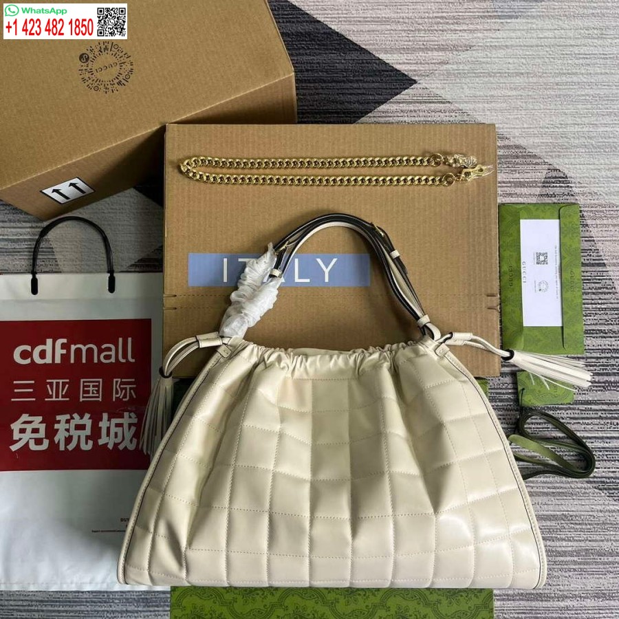 Replica Gucci 746210 Gucci Deco Keskikokoinen Laukku Valkoinen