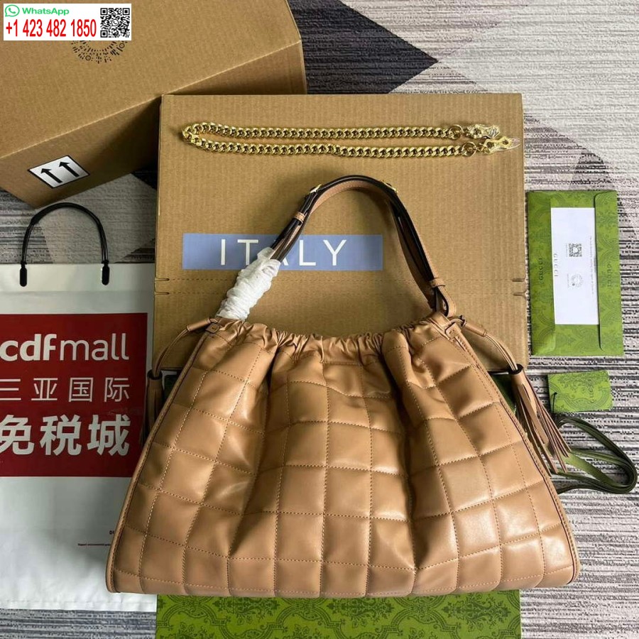 Replica Gucci 746210 Gucci Deco Keskikokoinen Laukku Ruusunbeige