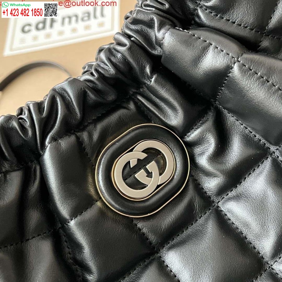 תיק גוצ'י רפליקה 746210 גוצ'י דקו בינוני בעור שחור