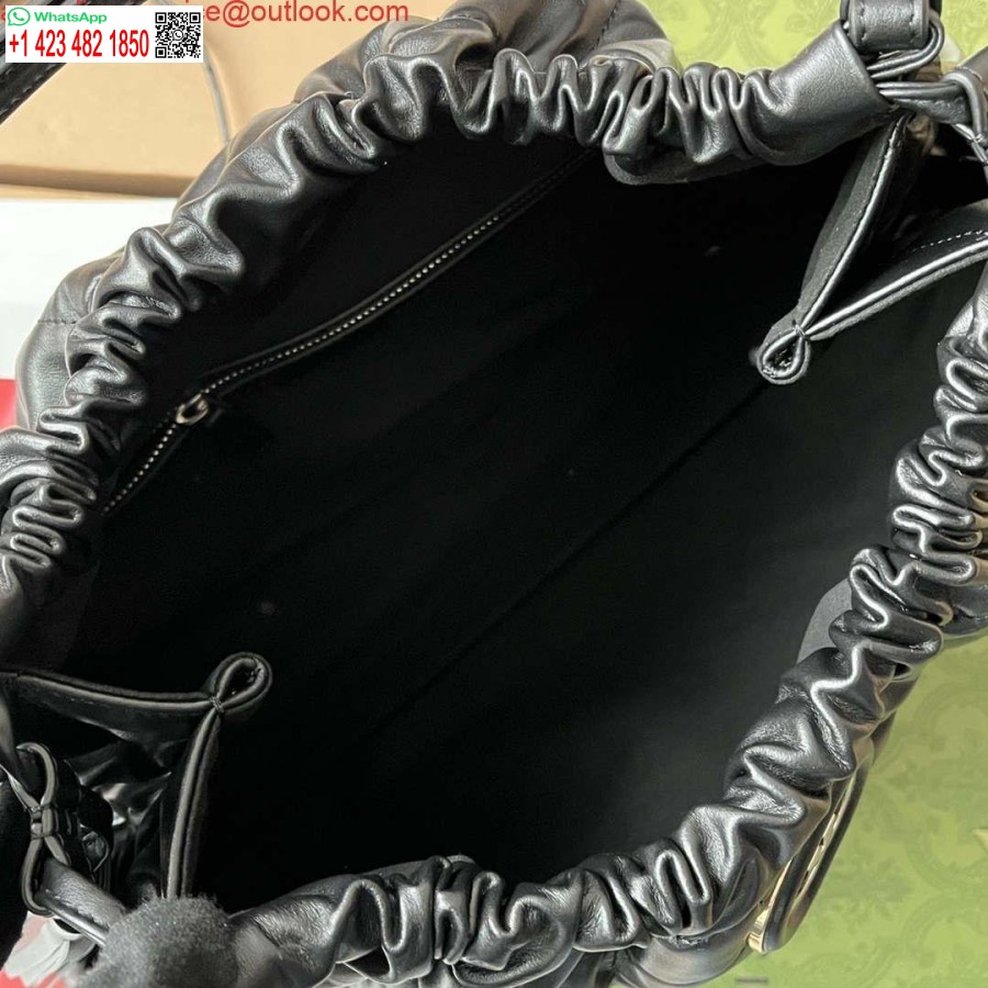 תיק גוצ'י רפליקה 746210 גוצ'י דקו בינוני בעור שחור
