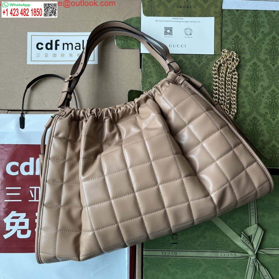 Replica Gucci 746210 Gucci Deco Keskikokoinen Kantolaukku Aprikoosinahasta