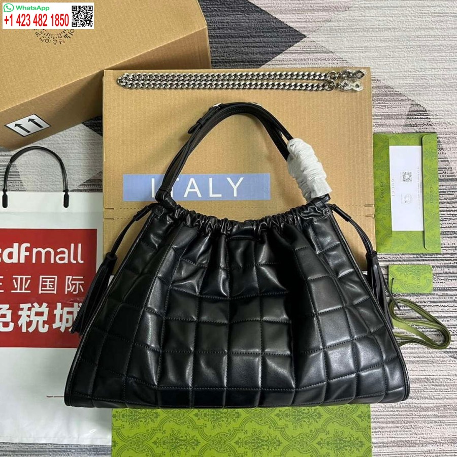 Replica Gucci 746210 Gucci Deco Keskikokoinen Laukku Musta