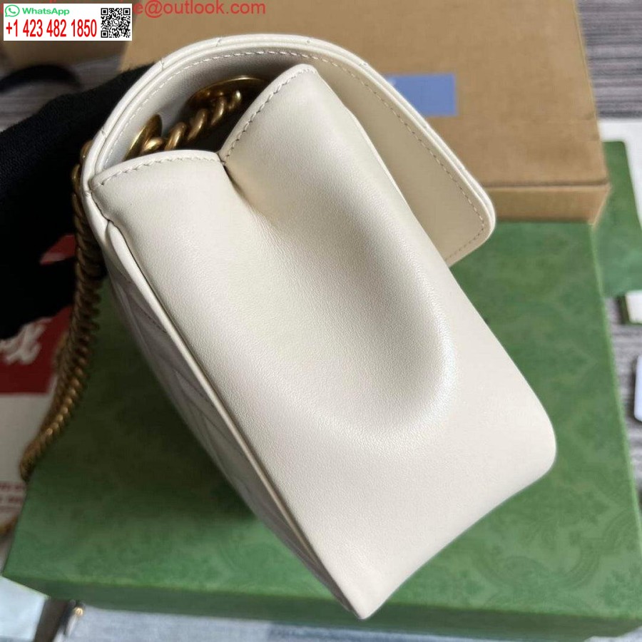 نسخة طبق الأصل غوتشي 739682 جي جي مارمونت ماتيلاسي حمل حقيبة صغيرة بيضاء