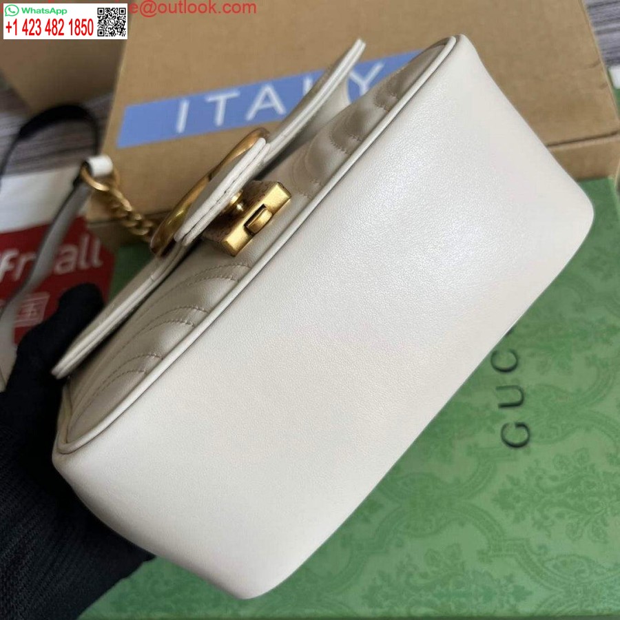نسخة طبق الأصل غوتشي 739682 جي جي مارمونت ماتيلاسي حمل حقيبة صغيرة بيضاء