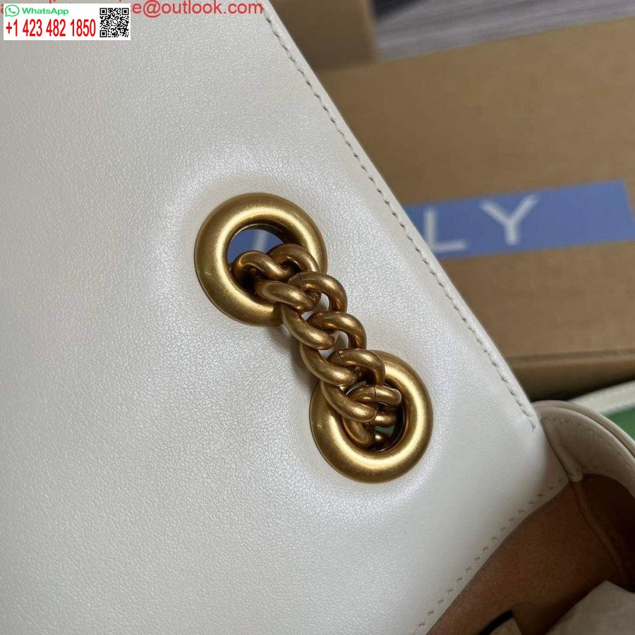 نسخة طبق الأصل غوتشي 739682 جي جي مارمونت ماتيلاسي حمل حقيبة صغيرة بيضاء