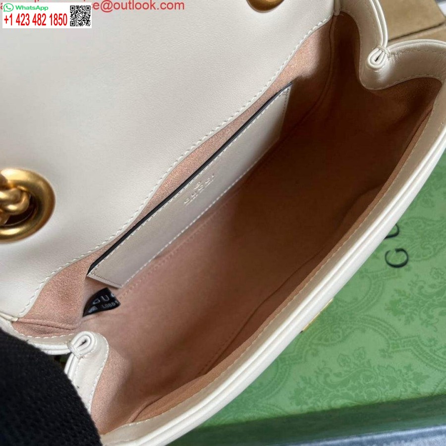 نسخة طبق الأصل غوتشي 739682 جي جي مارمونت ماتيلاسي حمل حقيبة صغيرة بيضاء