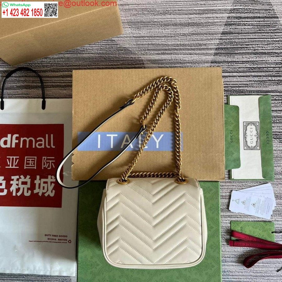 Replika Gucci 739682 Gg Marmont Matelassé Mini Taška Biela