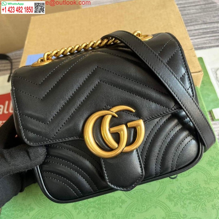 نسخة طبق الأصل غوتشي 739682 جي جي مارمونت ماتيلاسي حمل حقيبة صغيرة سوداء
