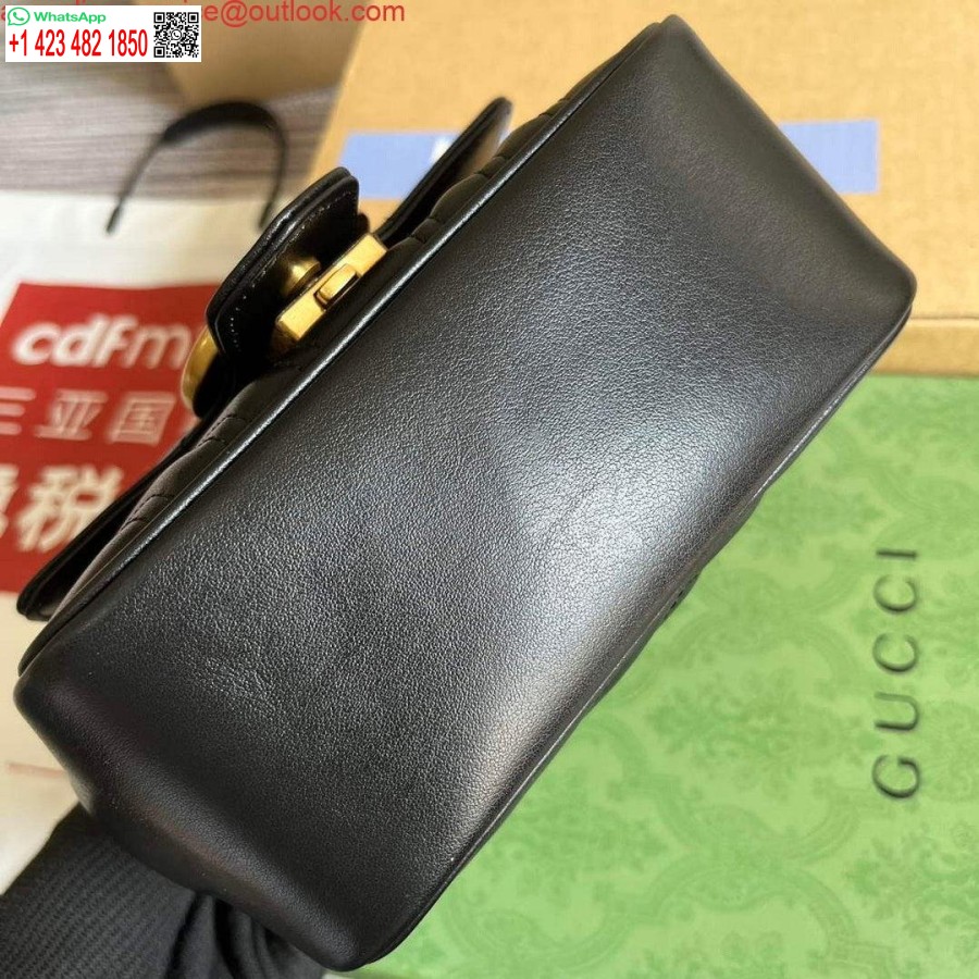 نسخة طبق الأصل غوتشي 739682 جي جي مارمونت ماتيلاسي حمل حقيبة صغيرة سوداء