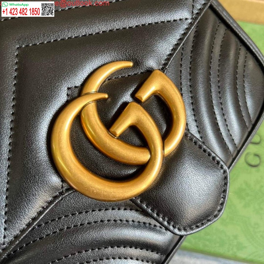 نسخة طبق الأصل غوتشي 739682 جي جي مارمونت ماتيلاسي حمل حقيبة صغيرة سوداء