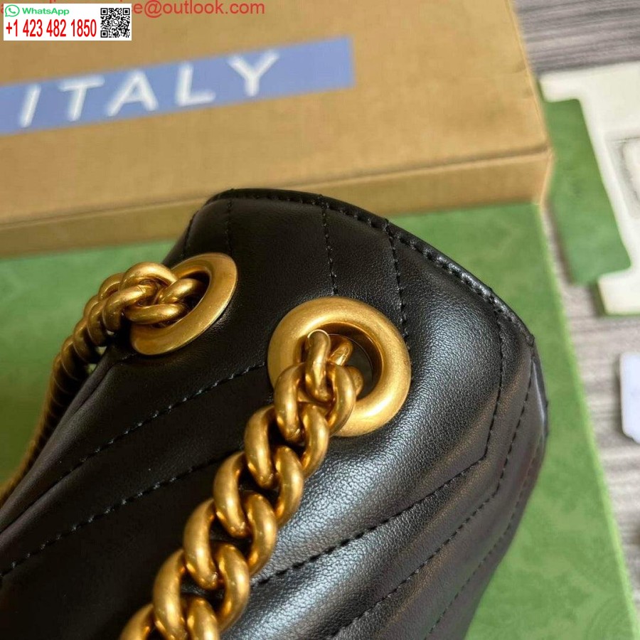 نسخة طبق الأصل غوتشي 739682 جي جي مارمونت ماتيلاسي حمل حقيبة صغيرة سوداء