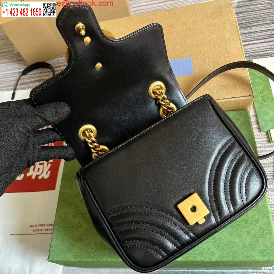 نسخة طبق الأصل غوتشي 739682 جي جي مارمونت ماتيلاسي حمل حقيبة صغيرة سوداء