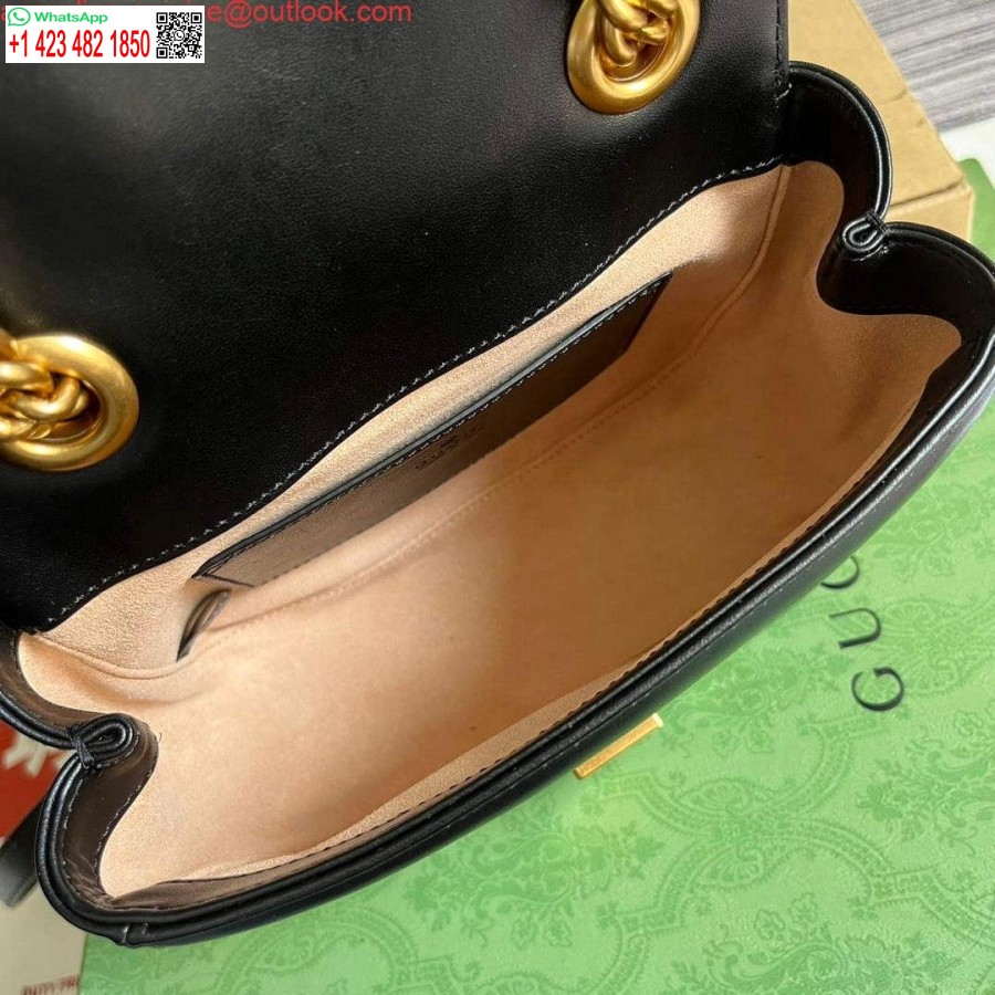 نسخة طبق الأصل غوتشي 739682 جي جي مارمونت ماتيلاسي حمل حقيبة صغيرة سوداء