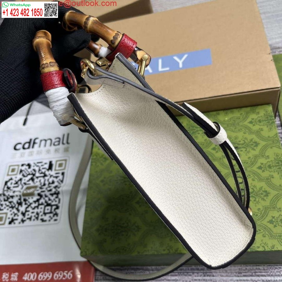 نسخة طبق الأصل غوتشي 739079 ديانا حمل حقيبة صغيرة من الجلد الأبيض