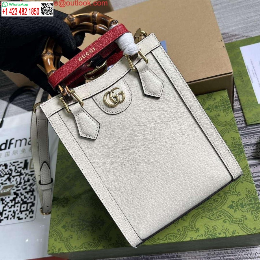 نسخة طبق الأصل غوتشي 739079 ديانا حمل حقيبة صغيرة من الجلد الأبيض