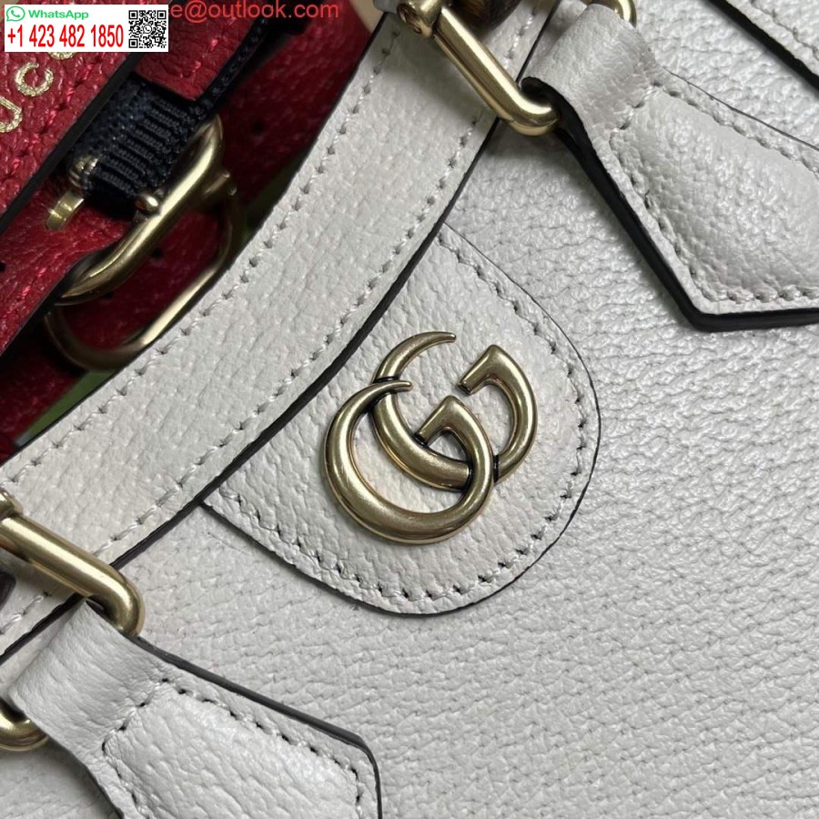 نسخة طبق الأصل غوتشي 739079 ديانا حمل حقيبة صغيرة من الجلد الأبيض