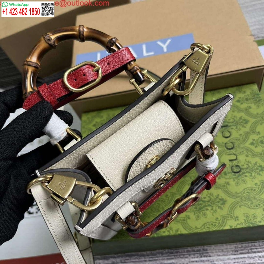 نسخة طبق الأصل غوتشي 739079 ديانا حمل حقيبة صغيرة من الجلد الأبيض