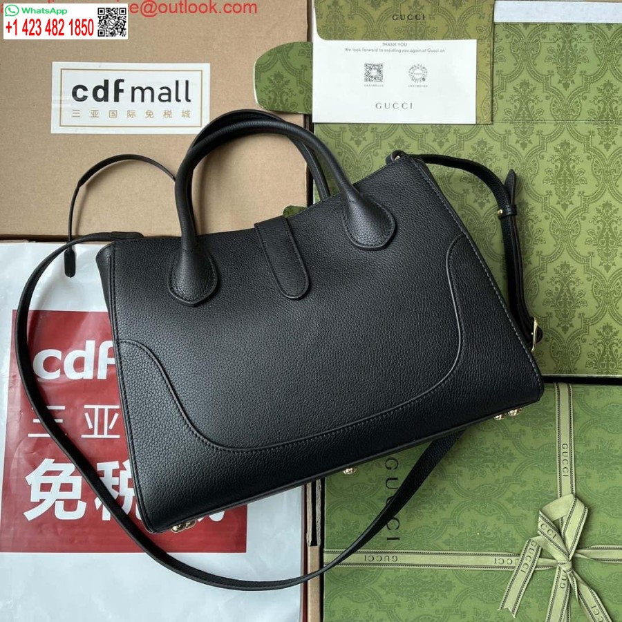 רפליקה גוצ'י 727810 ג'קי 1961 תיק גרגר טבעי קטן בעור שחור