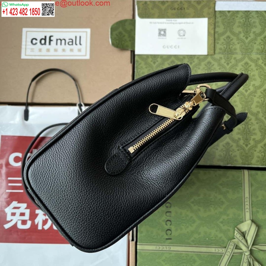 רפליקה גוצ'י 727810 ג'קי 1961 תיק גרגר טבעי קטן בעור שחור