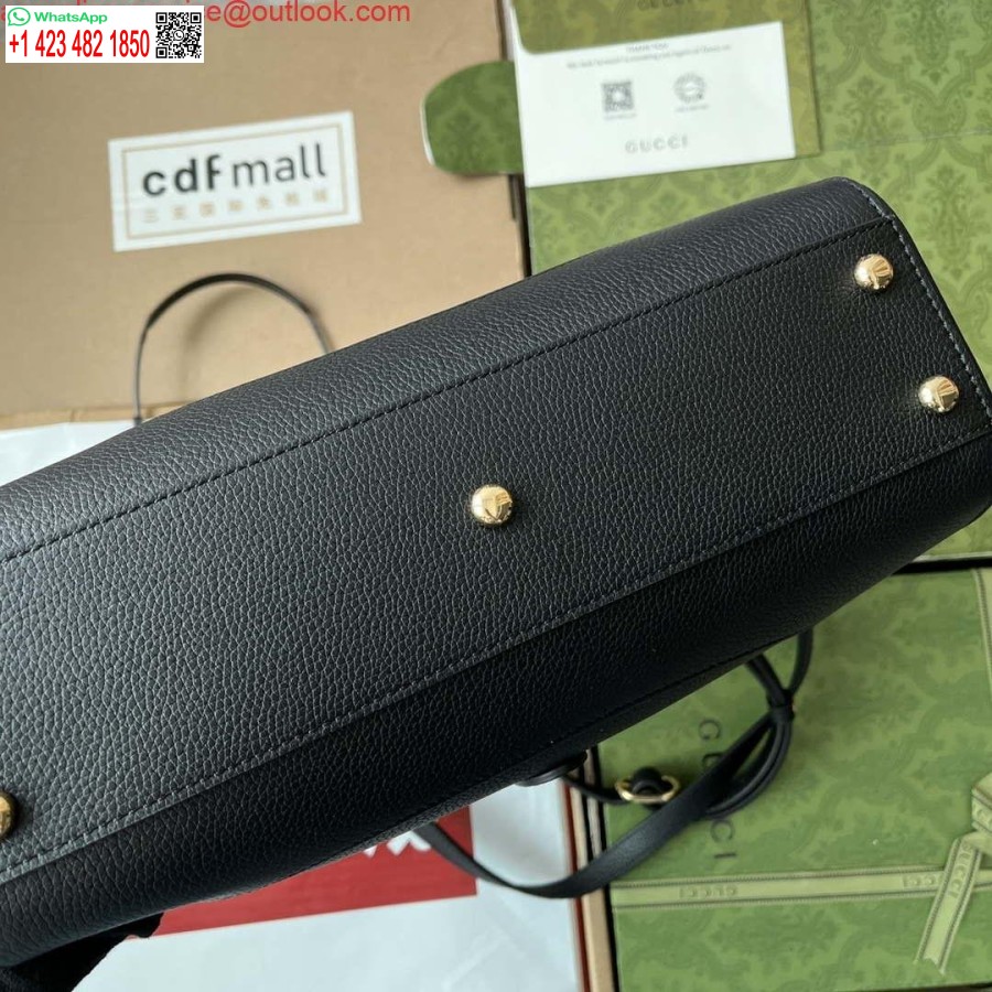 רפליקה גוצ'י 727810 ג'קי 1961 תיק גרגר טבעי קטן בעור שחור