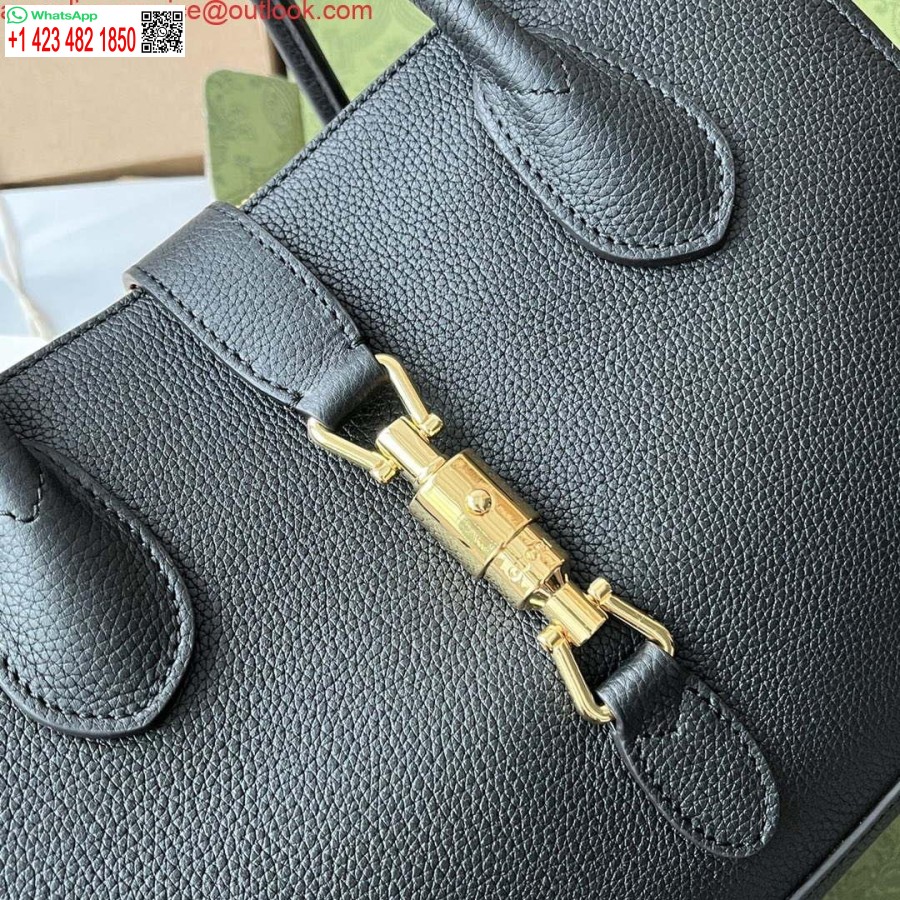 רפליקה גוצ'י 727810 ג'קי 1961 תיק גרגר טבעי קטן בעור שחור