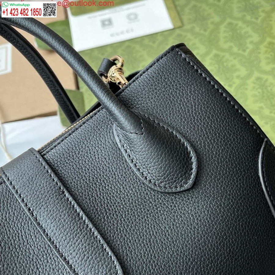 רפליקה גוצ'י 727810 ג'קי 1961 תיק גרגר טבעי קטן בעור שחור