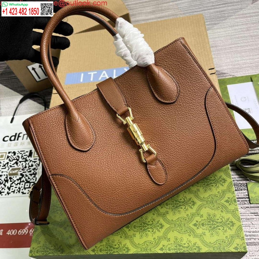 طبق الاصل غوتشي 727810 جاكي 1961 حمل حقيبة الحبوب الطبيعية الصغيرة البني