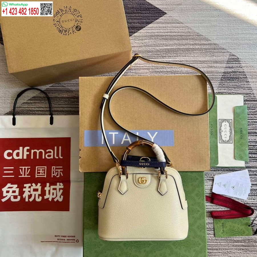Replika Gucci 715775 Gucci Diana Mini Torba Na Ramię Z Białej Skóry