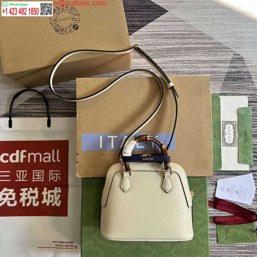 Replika Gucci 715775 Gucci Diana Mini Torba Na Ramię Z Białej Skóry