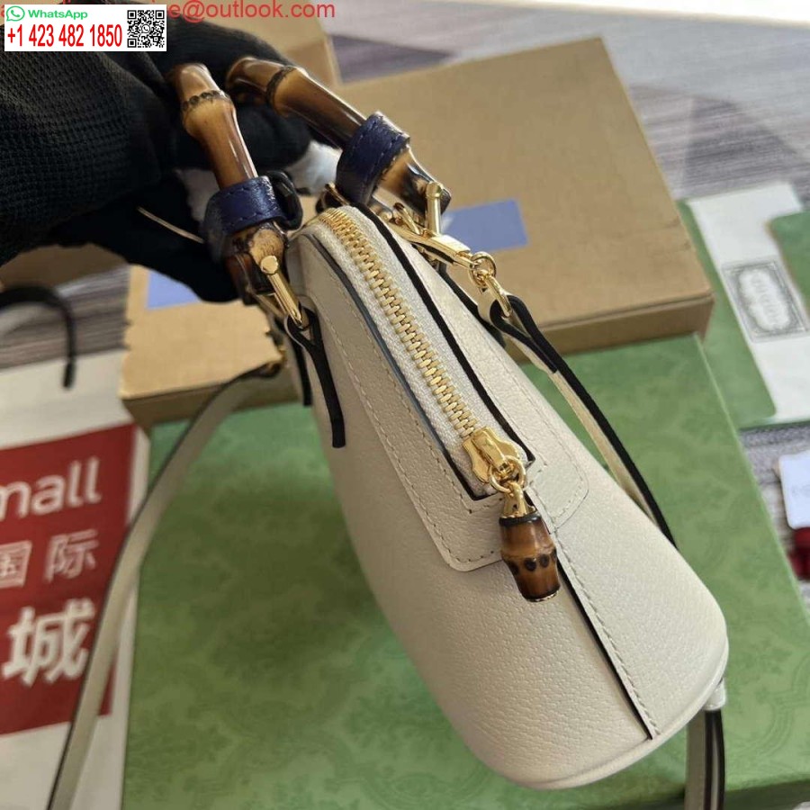 Replika Gucci 715775 Gucci Diana Mini Torba Na Ramię Z Białej Skóry