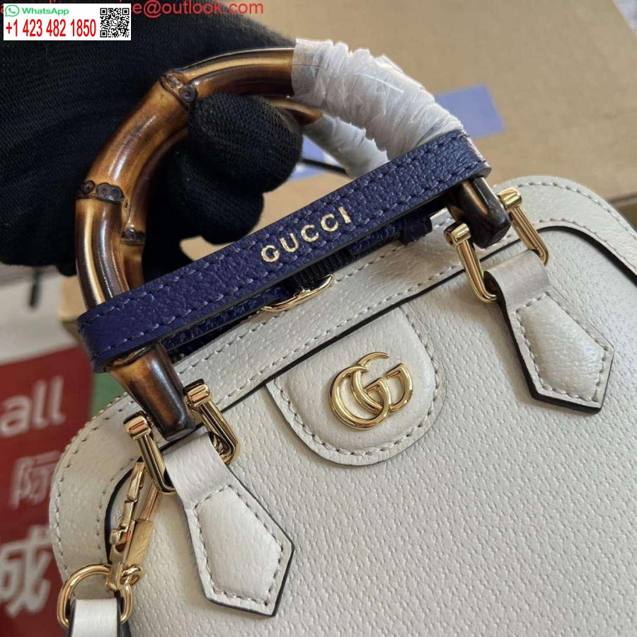 Replika Gucci 715775 Gucci Diana Mini Torba Na Ramię Z Białej Skóry