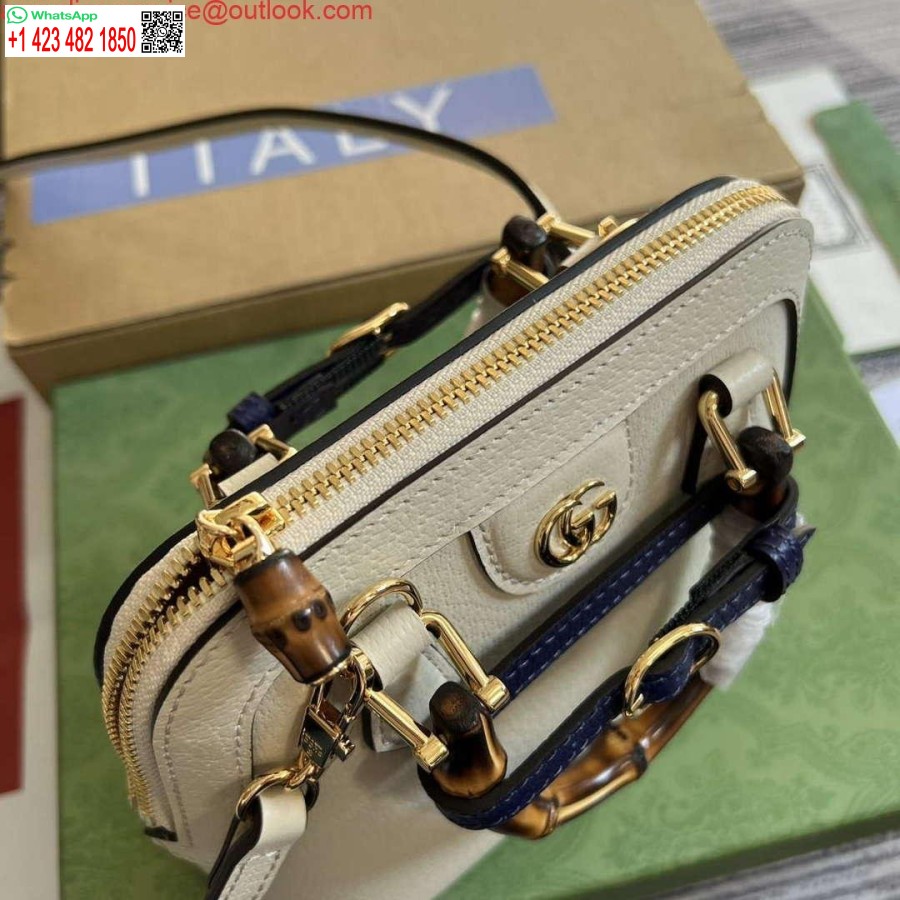 Replika Gucci 715775 Gucci Diana Mini Torba Na Ramię Z Białej Skóry