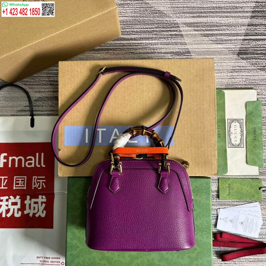 Replica Gucci 715775 Gucci Diana Minikangaskassi Violetti Nahka