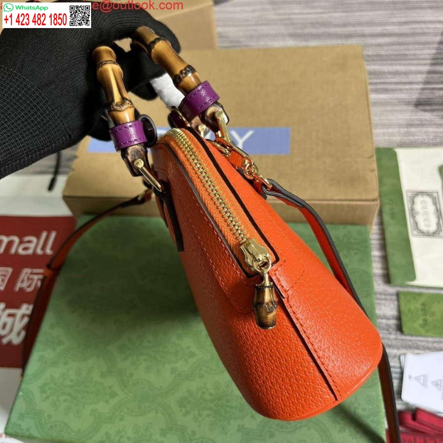 طبق الاصل غوتشي 715775 غوتشي ديانا حمل حقيبة صغيرة من الجلد البرتقالي