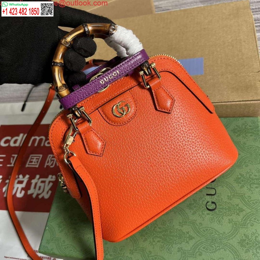 طبق الاصل غوتشي 715775 غوتشي ديانا حمل حقيبة صغيرة من الجلد البرتقالي