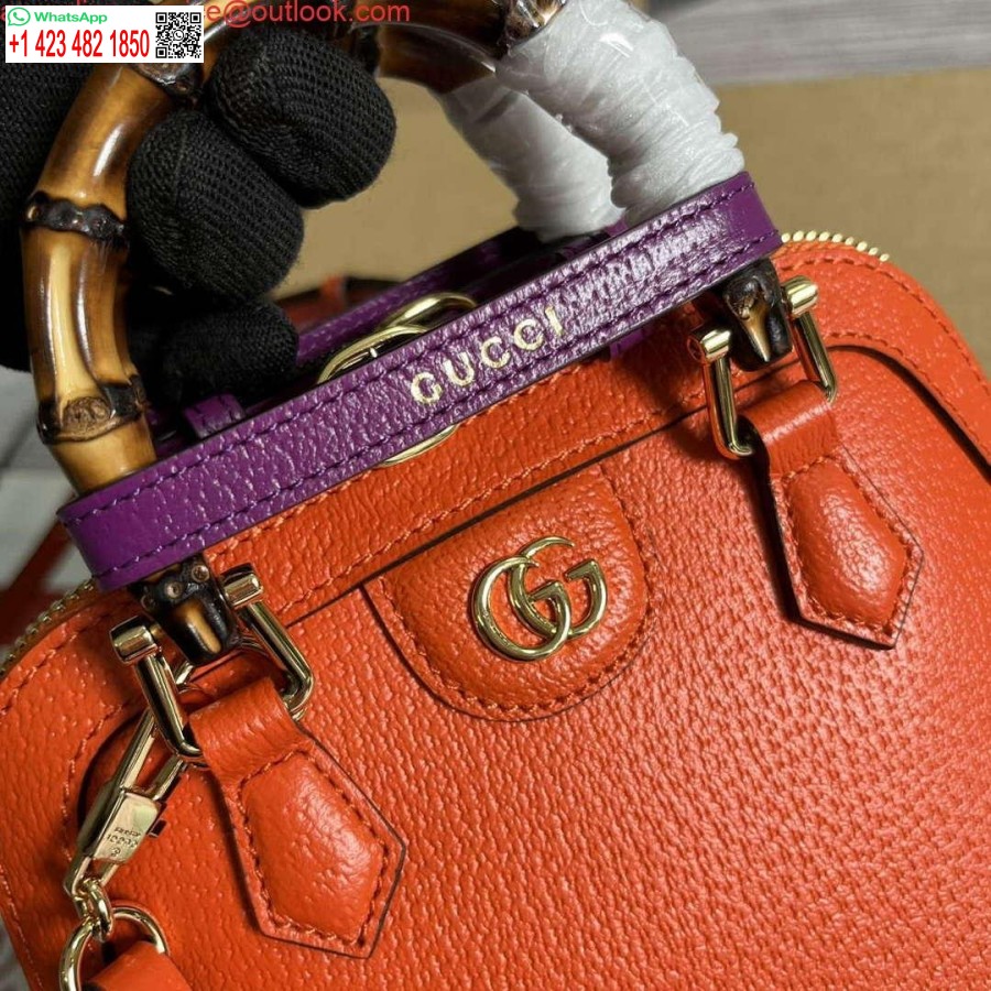طبق الاصل غوتشي 715775 غوتشي ديانا حمل حقيبة صغيرة من الجلد البرتقالي