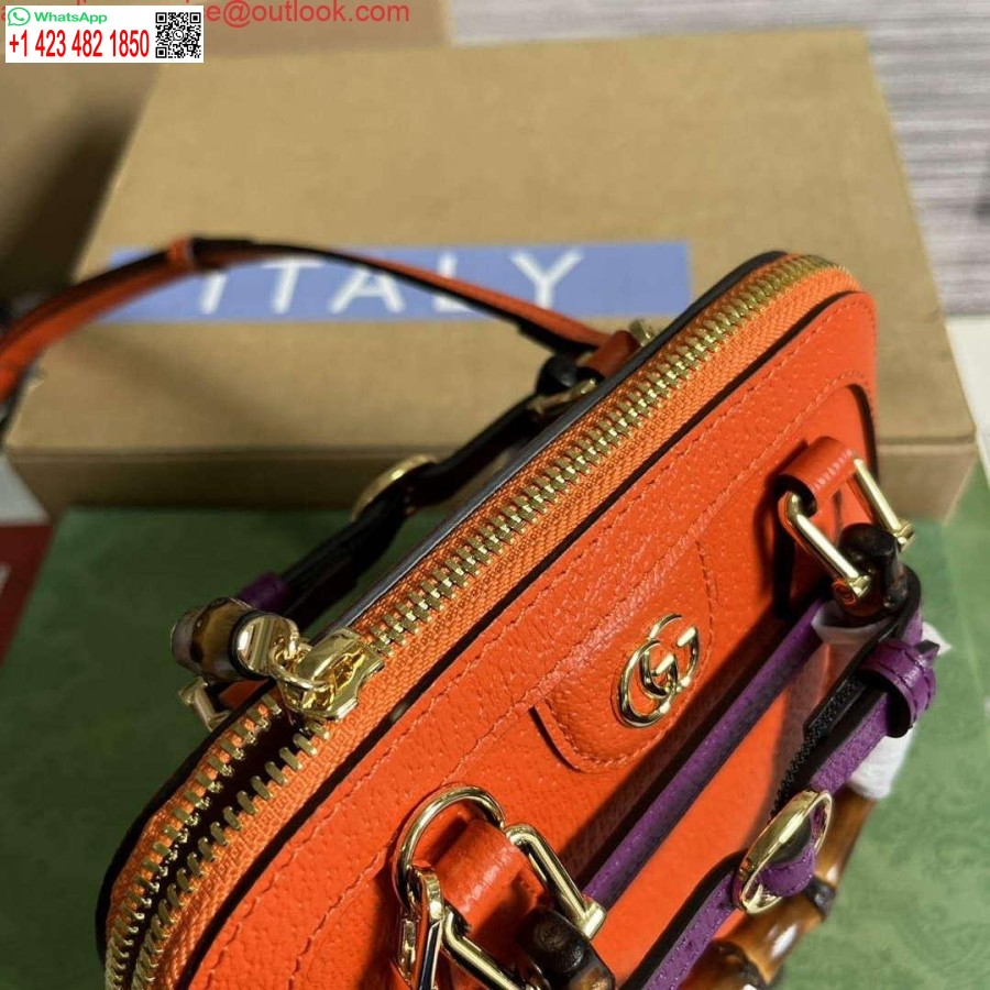 طبق الاصل غوتشي 715775 غوتشي ديانا حمل حقيبة صغيرة من الجلد البرتقالي