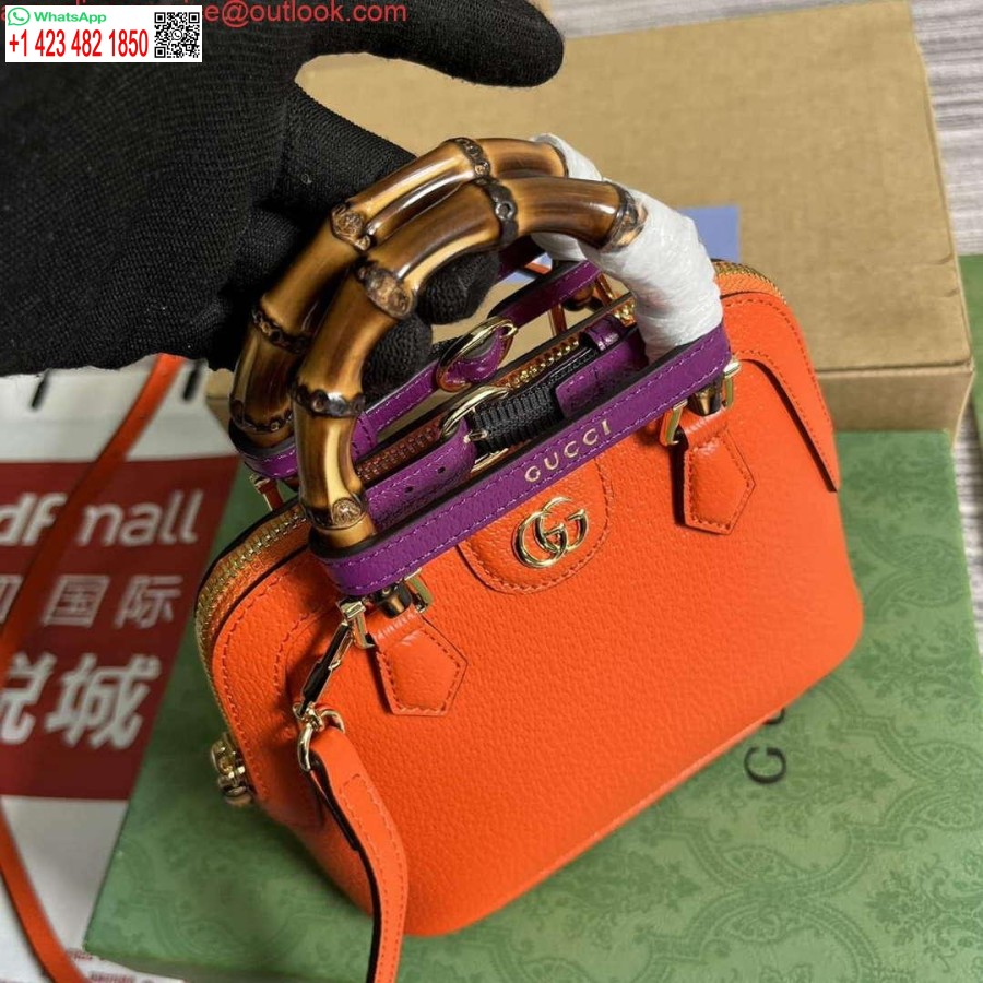 طبق الاصل غوتشي 715775 غوتشي ديانا حمل حقيبة صغيرة من الجلد البرتقالي