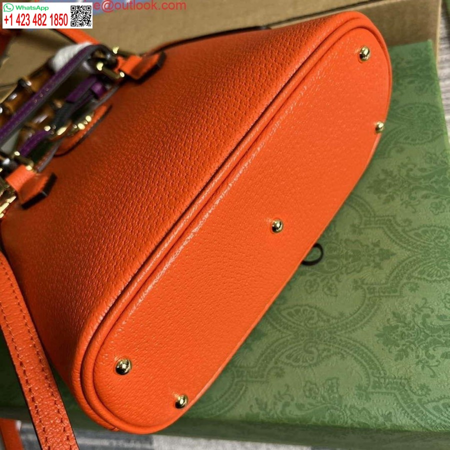 طبق الاصل غوتشي 715775 غوتشي ديانا حمل حقيبة صغيرة من الجلد البرتقالي